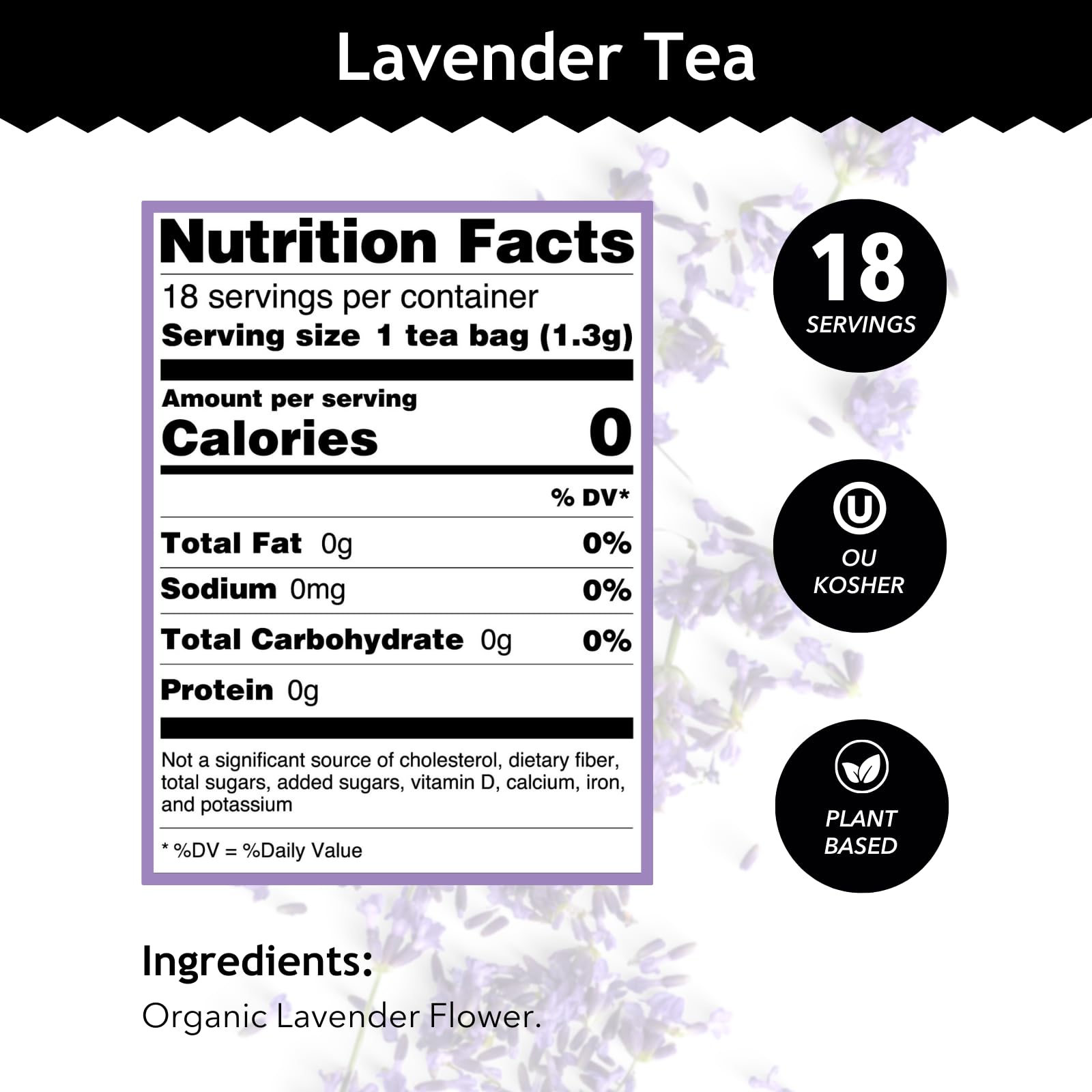 Buddha Teas Organic Lavender Tea cup brewing, floral notes filling the room for relaxation.