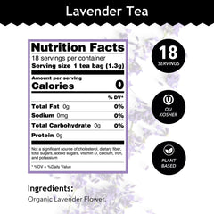 Buddha Teas Organic Lavender Tea cup brewing, floral notes filling the room for relaxation.