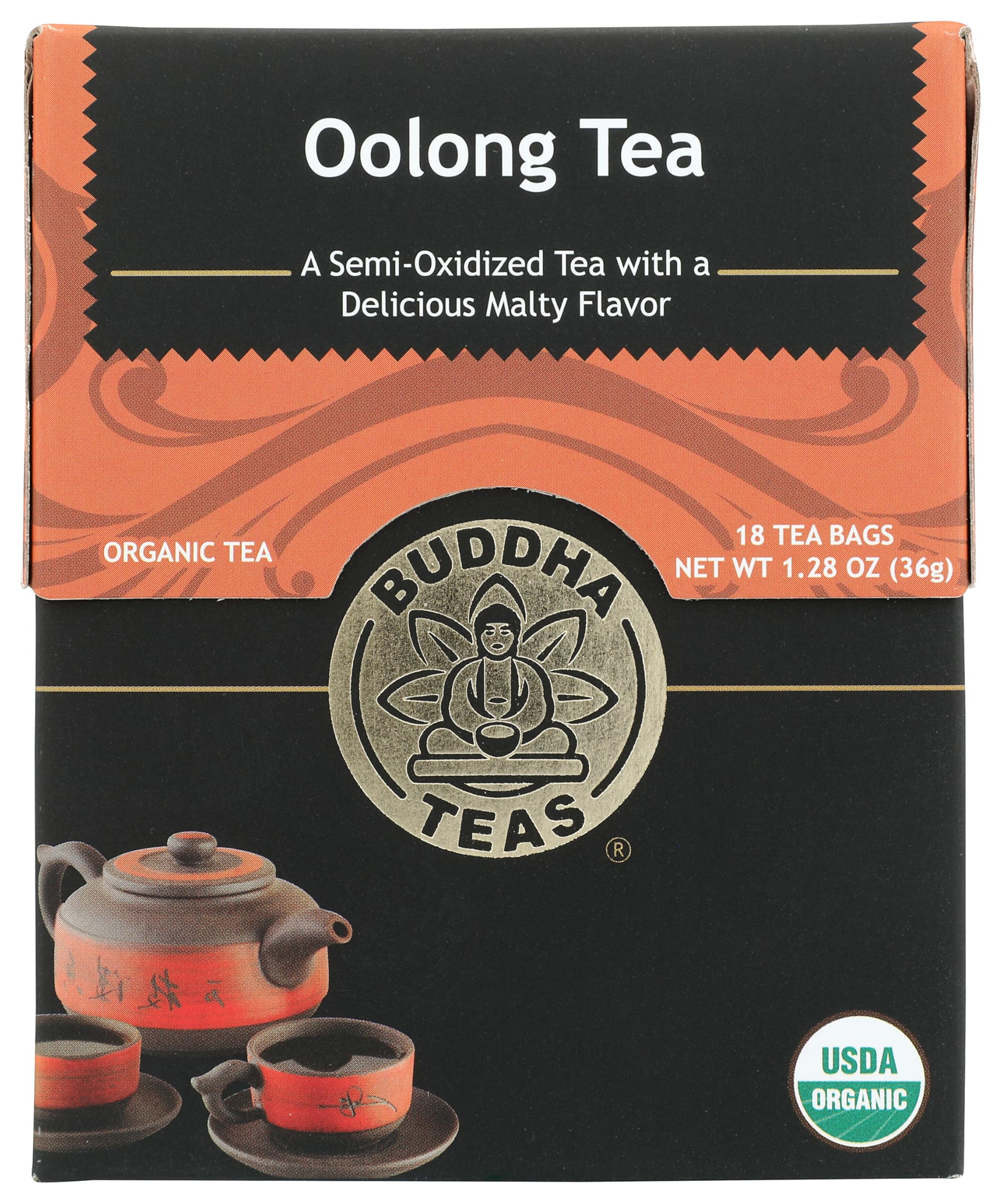 Buddha Teas Organic Oolong Tea bags ready to brew for a smooth morning.