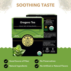 Buddha Teas Organic Oregano Tea tea bags offer a clean, caffeine-free brew.