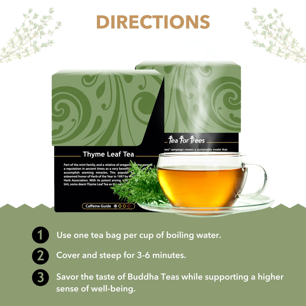 Buddha Teas Organic Thyme features antioxidants for daily wellness.