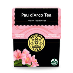 Buddha Teas Pau d'Arco tea bags ready for a pure brew