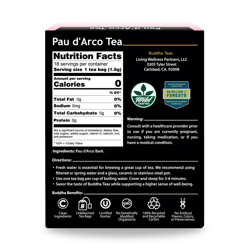 Buddha Teas Pau d'Arco tea in cup with rich aroma