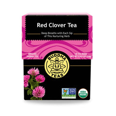 Buddha Teas red clover tea bag in pack for everyday caffeine-free sipping