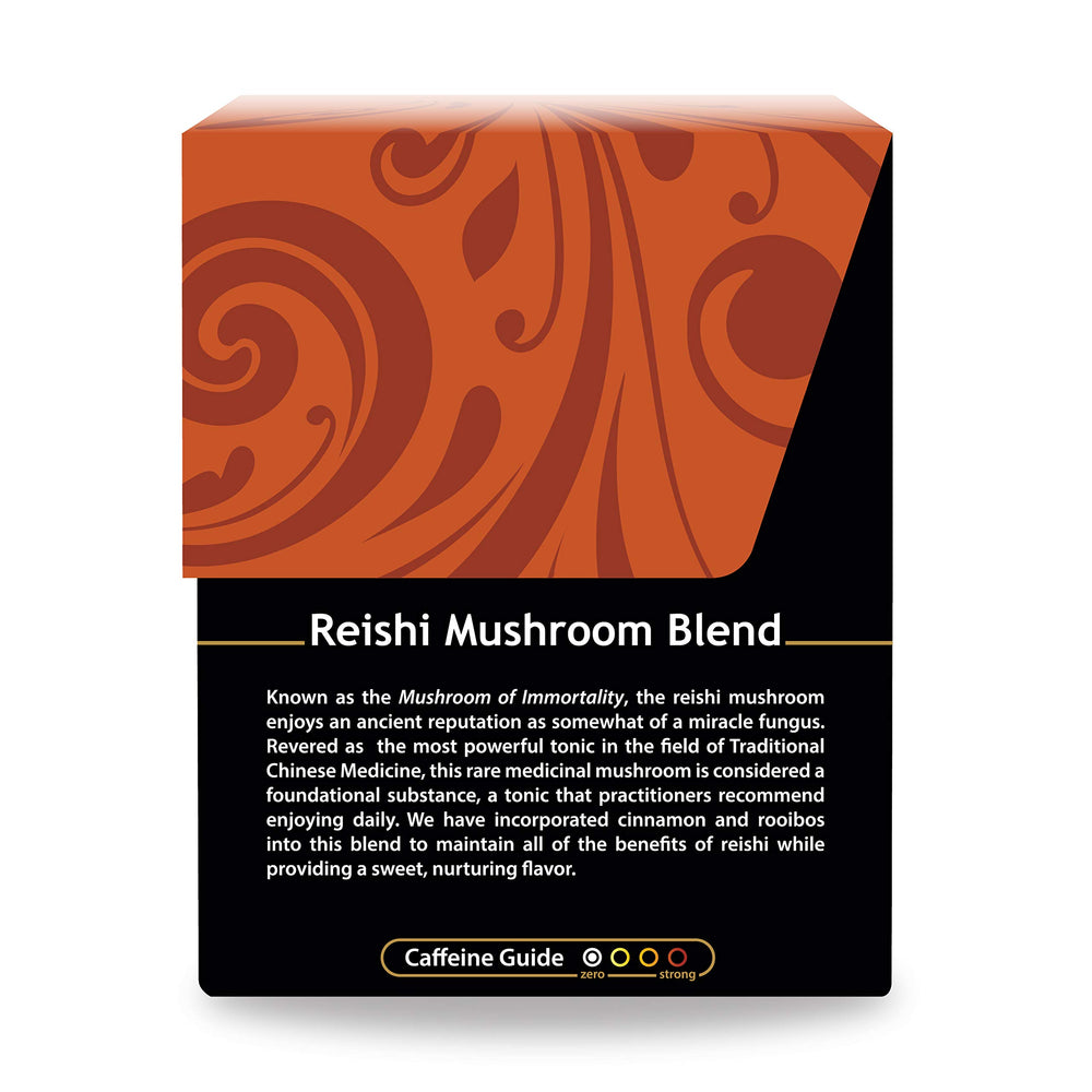 Buddha Teas Reishi Mushroom Blend ingredients closeup showing organic components