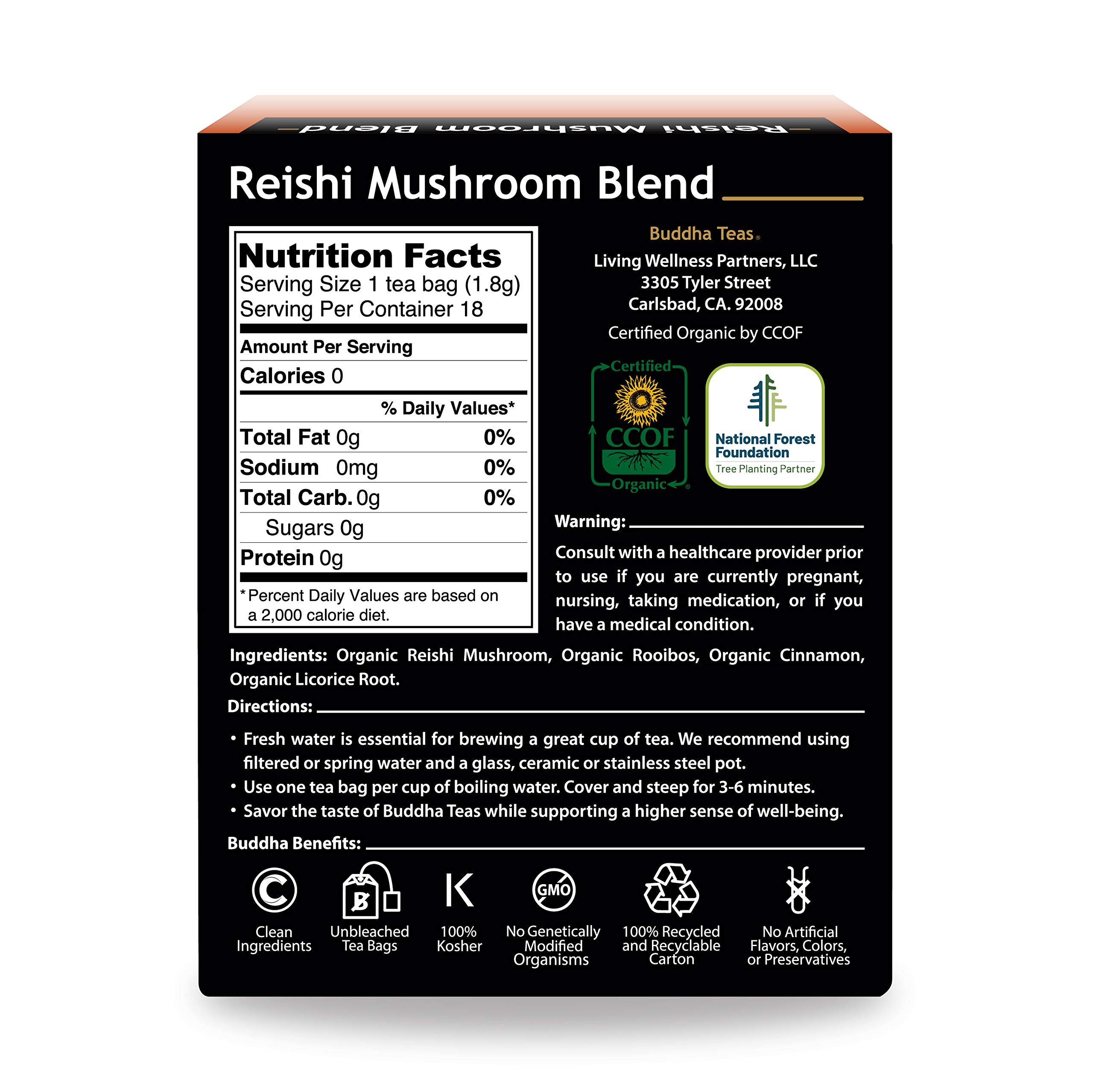 Buddha Teas Reishi Mushroom Blend being poured to reveal a warm aroma