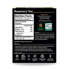 Buddha Teas rosemary tea steeping cup showing a savory calming brew for mental clarity