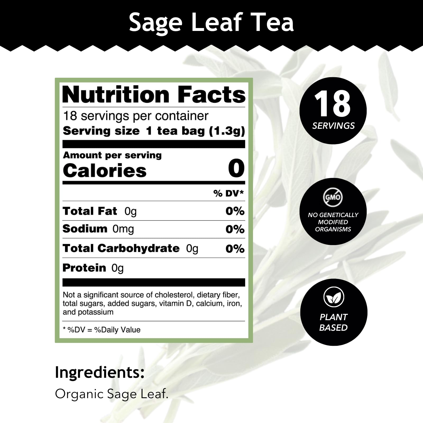 Buddha Teas Sage Tea cup steeping with aromatic steam