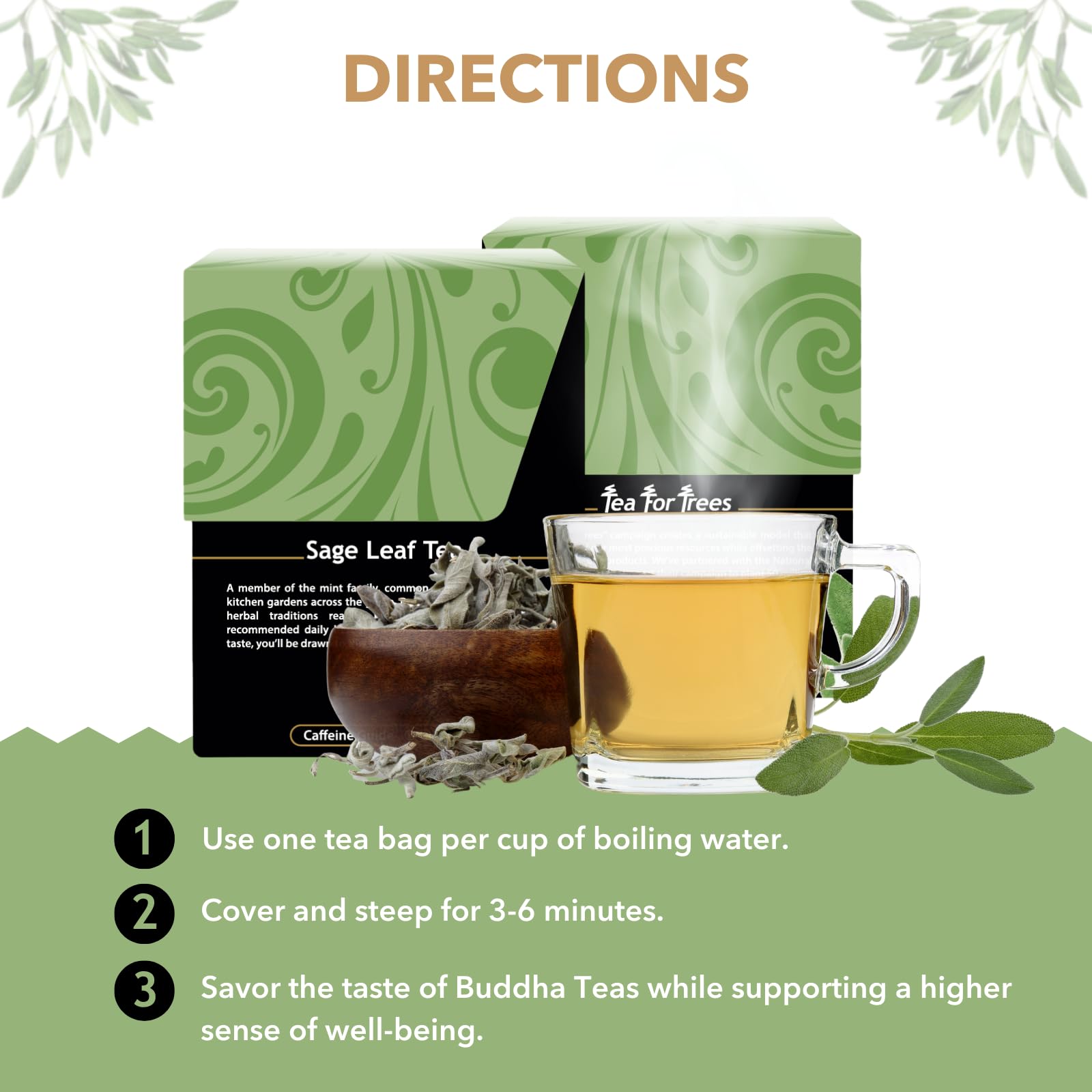Buddha Teas Sage Tea enriched with vitamins and minerals for daily use