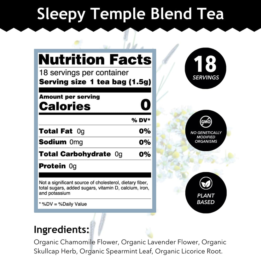 Buddha Teas Sleepy Temple Blend tea bags ready for a soothing nightly routine.