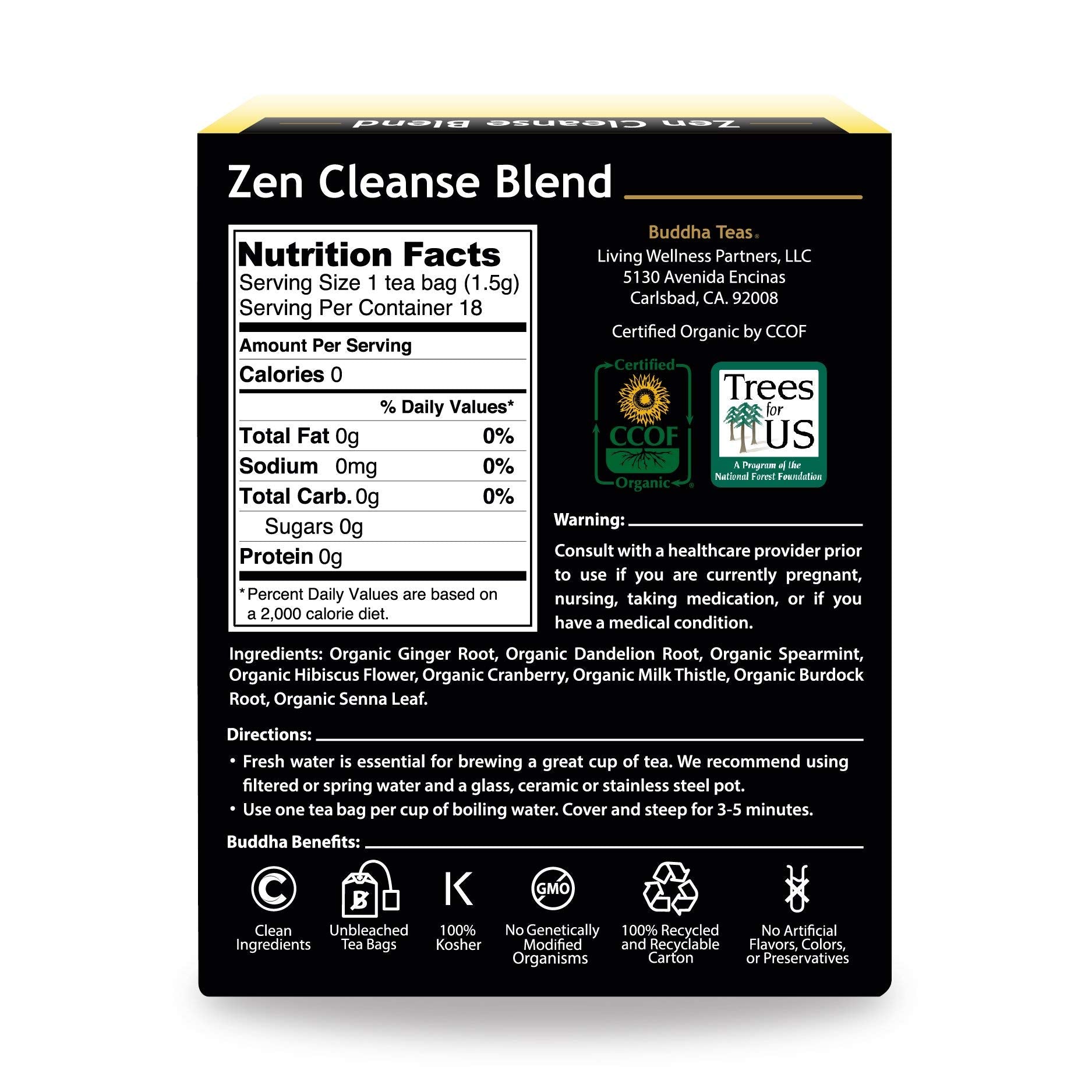 Buddha Teas Zen Cleanse tea brewed in a teapot, inviting herbal aroma