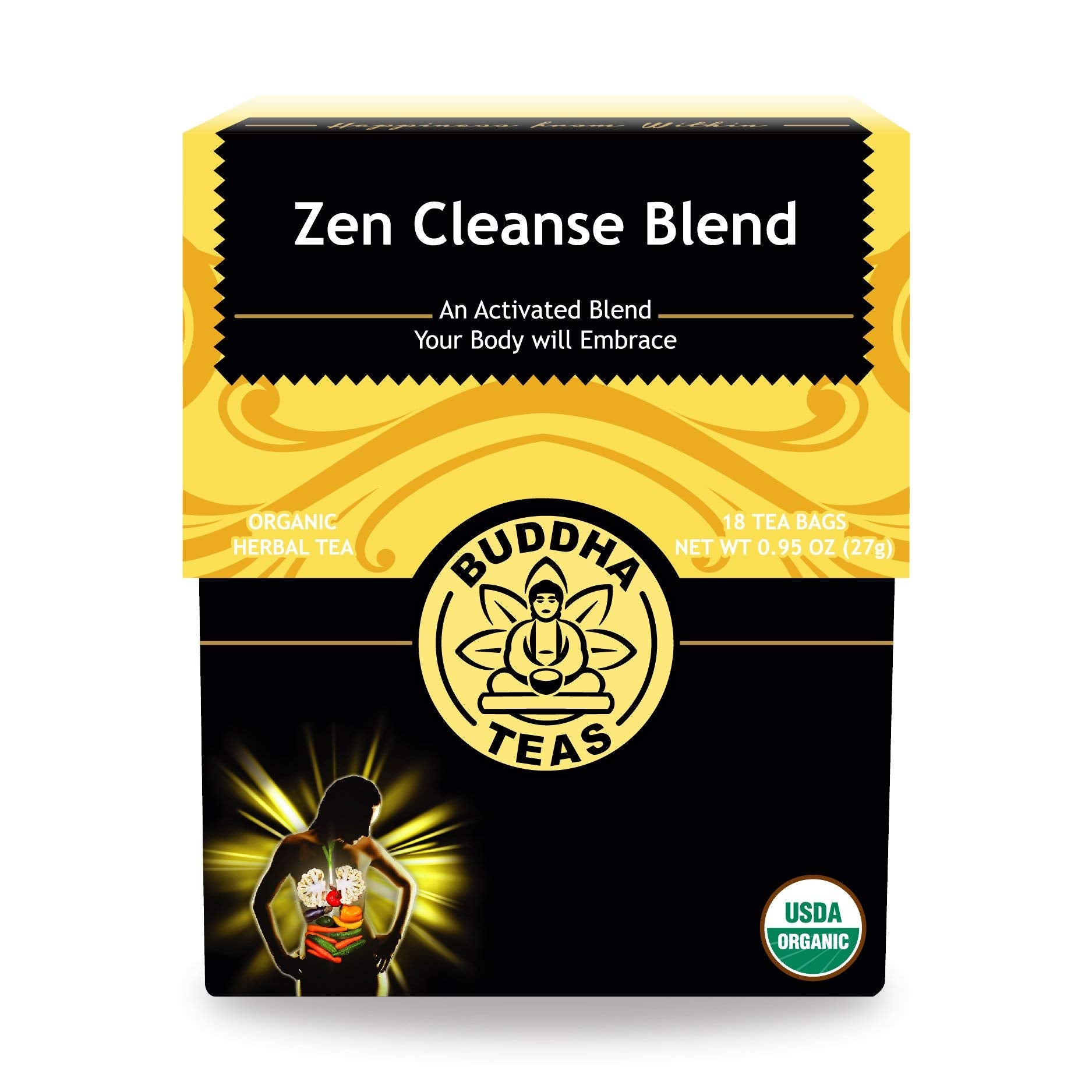 Buddha Teas Zen Cleanse leaves steeping in a cup with hibiscus cranberry aroma