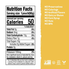 Buddy Fruits banana applesauce pouch in lunchbox, ideal for school lunches.