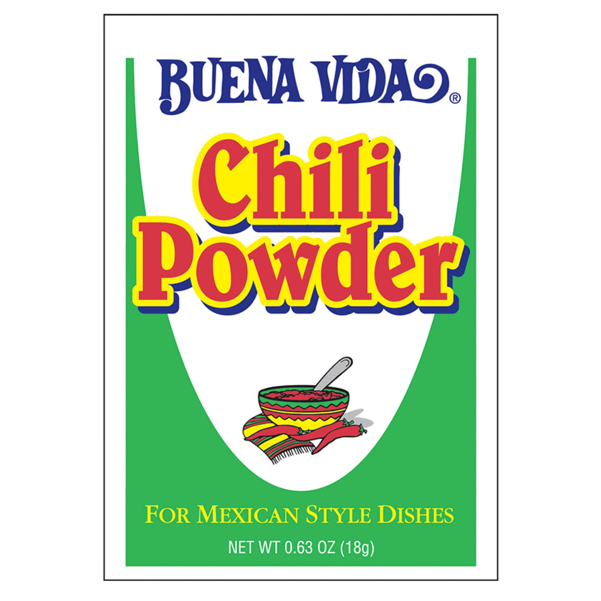Buena Vida chili powder 12-pack packaging for pantry-ready easy weeknight flavor