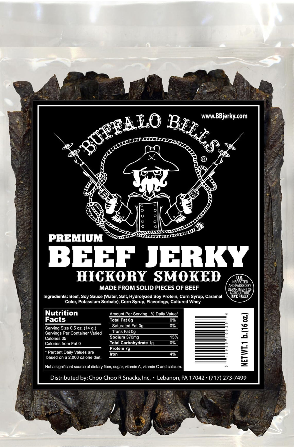 Buffalo Bills Hickory Beef Jerky piece showing bold flavor for on-the-go snacking.