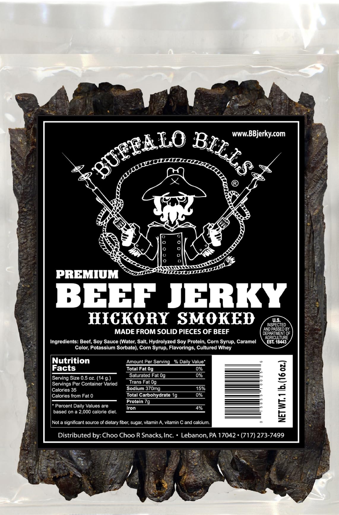 Buffalo Bills Hickory Beef Jerky piece showing bold flavor for on-the-go snacking.