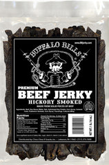Buffalo Bills Hickory Beef Jerky piece showing bold flavor for on-the-go snacking.