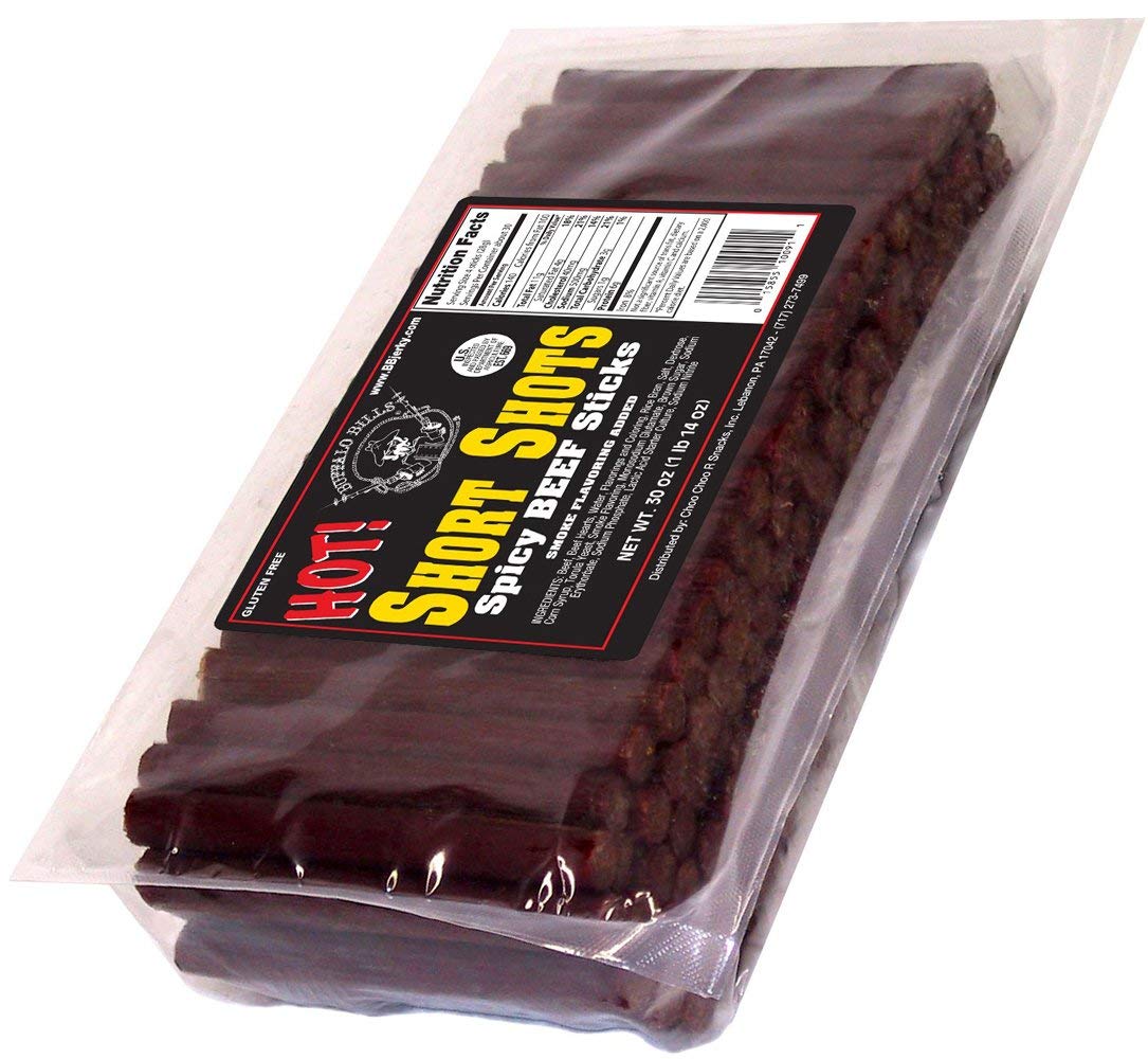 Buffalo Bills Hot Short Shots bag of 120 beef sticks, 30 oz, ideal for parties and gatherings.