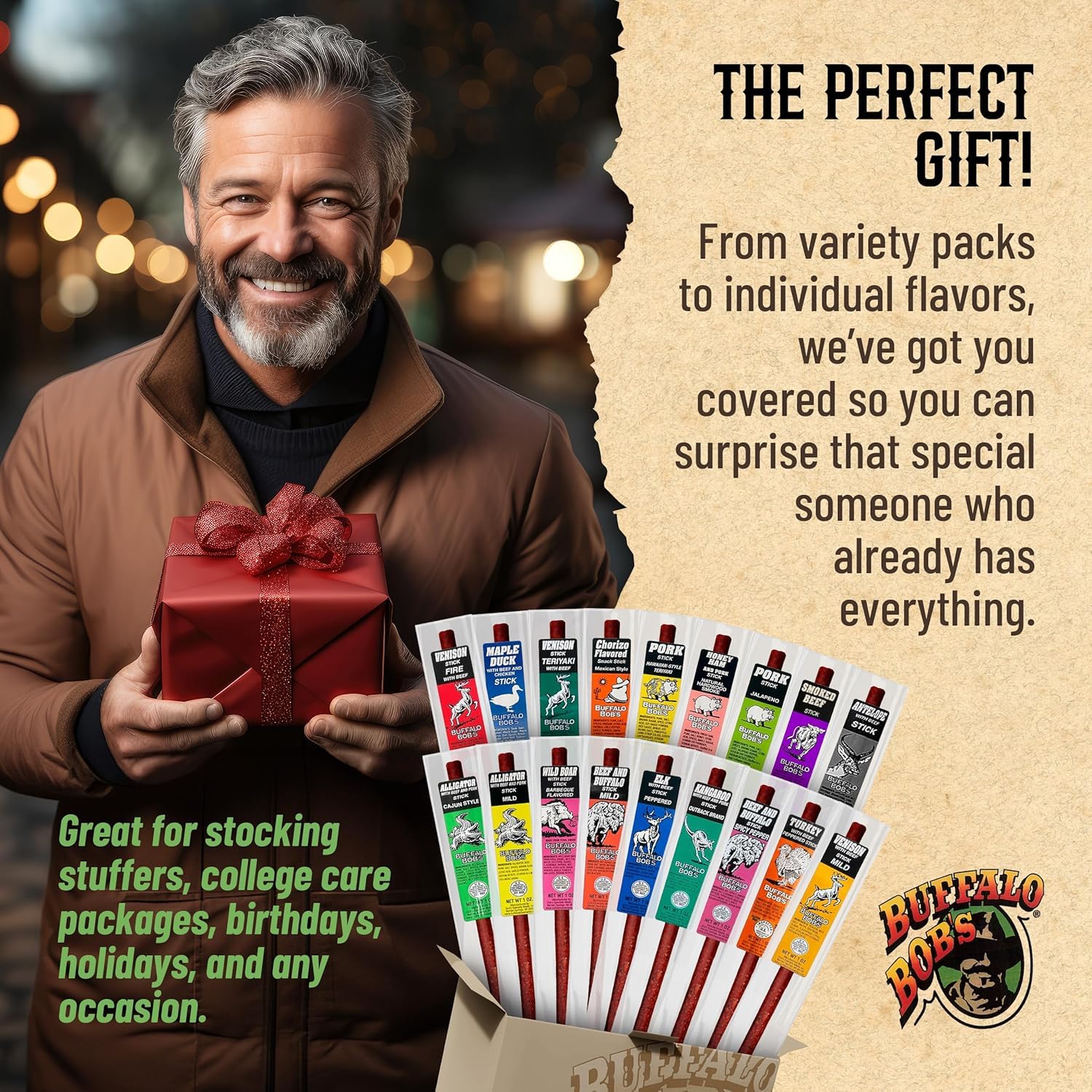 Buffalo Bob's duck jerky: smoky bite ideal for lunch boxes.