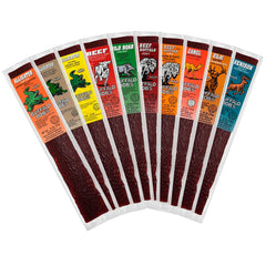 Buffalo Bob's Exotic Jerky 10-Pack packaging highlights gift-ready variety for snack lovers.