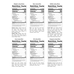 Buffalo Bob's display of 14 flavors highlighting bold, travel-friendly protein options