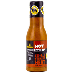 Buffalo Wild Wings hot sauce bottle for wings and barbecue, bold heat at home.