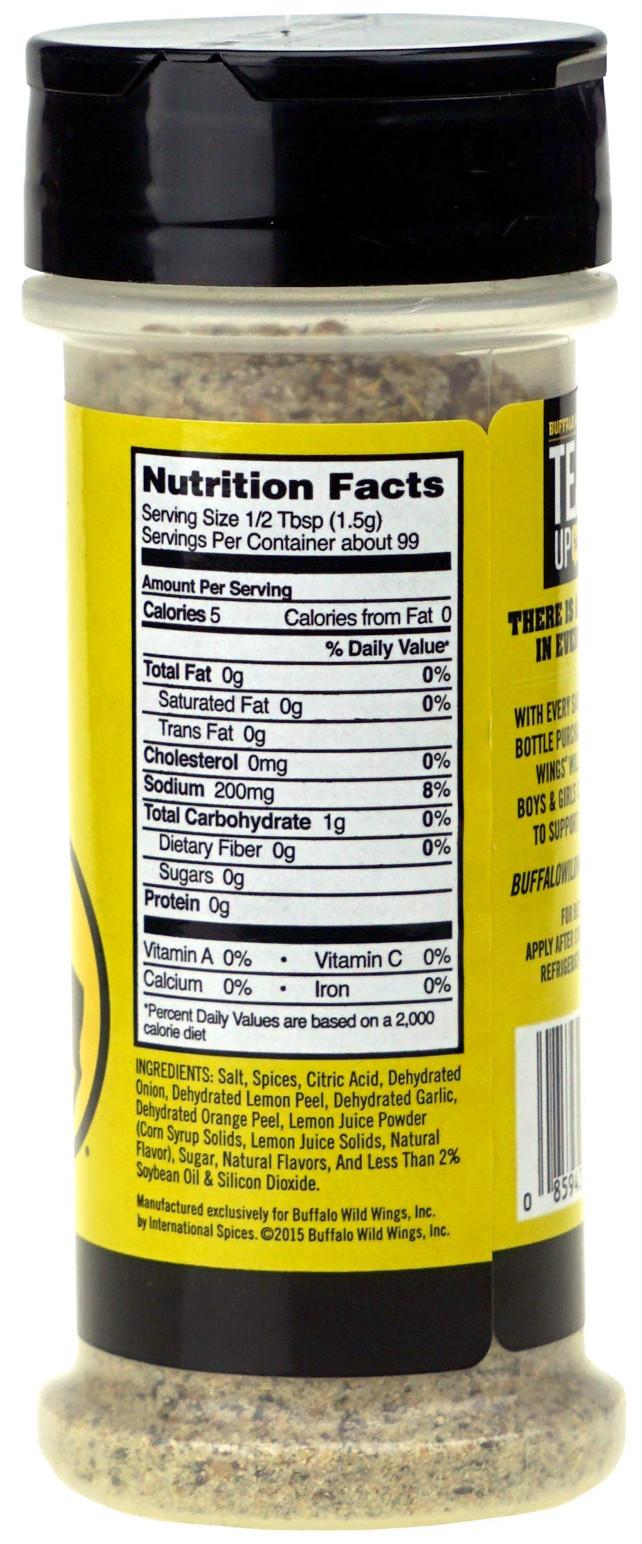Buffalo Wild Wings Lemon Pepper Seasoning with easy-dispense cap makes dusting easier