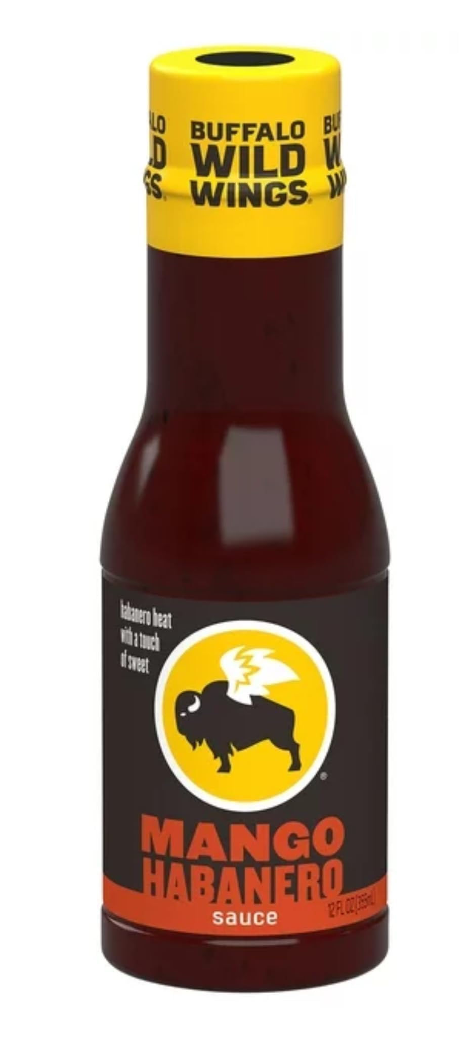 Buffalo Wild Wings Mango Habanero sauce on kitchen counter ready to use