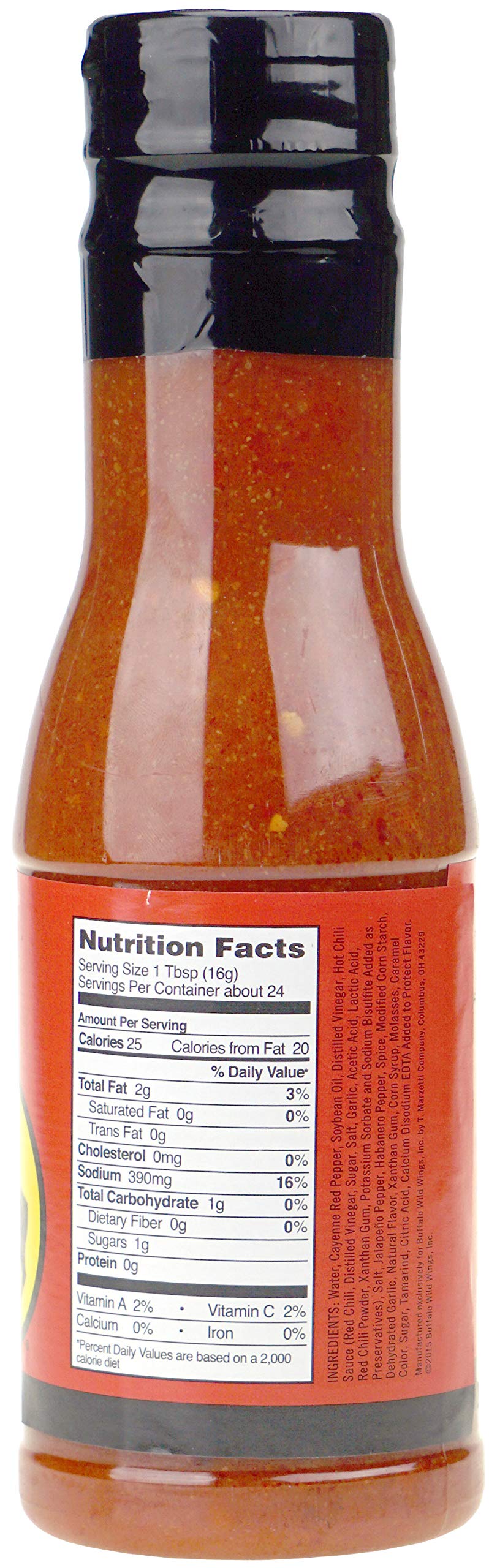 Buffalo Wild Wings Wild sauce label close-up highlighting tangy heat