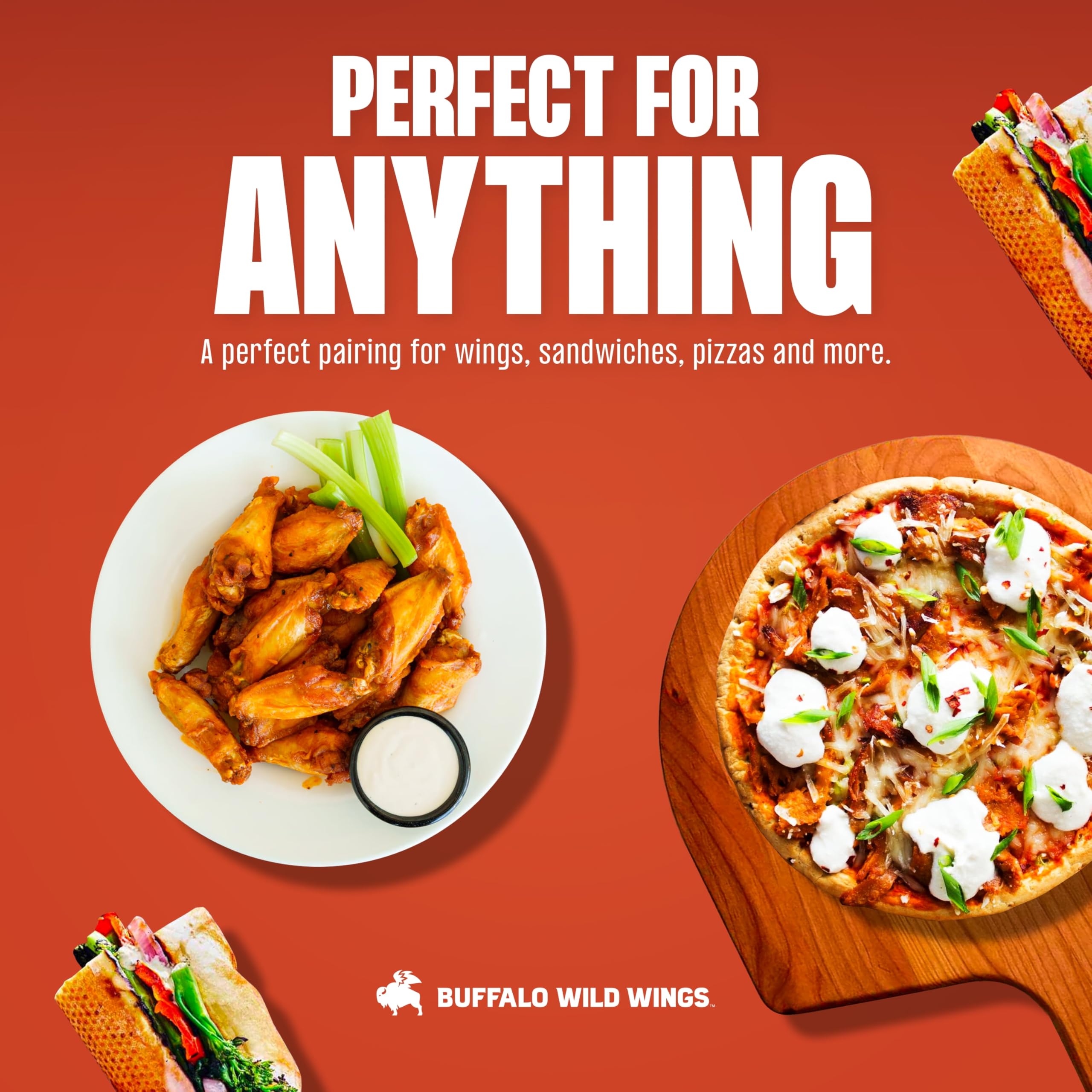 Buffalo Wild Wings Spicy Garlic Buffalo Sauce on burgers adds heat and depth.