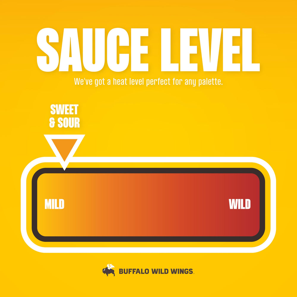 Glazed chicken coated with Buffalo Wild Wings Sweet and Sour Sauce
