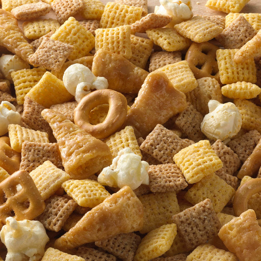Ingredient list on Bugles Caramel Snacks packaging.