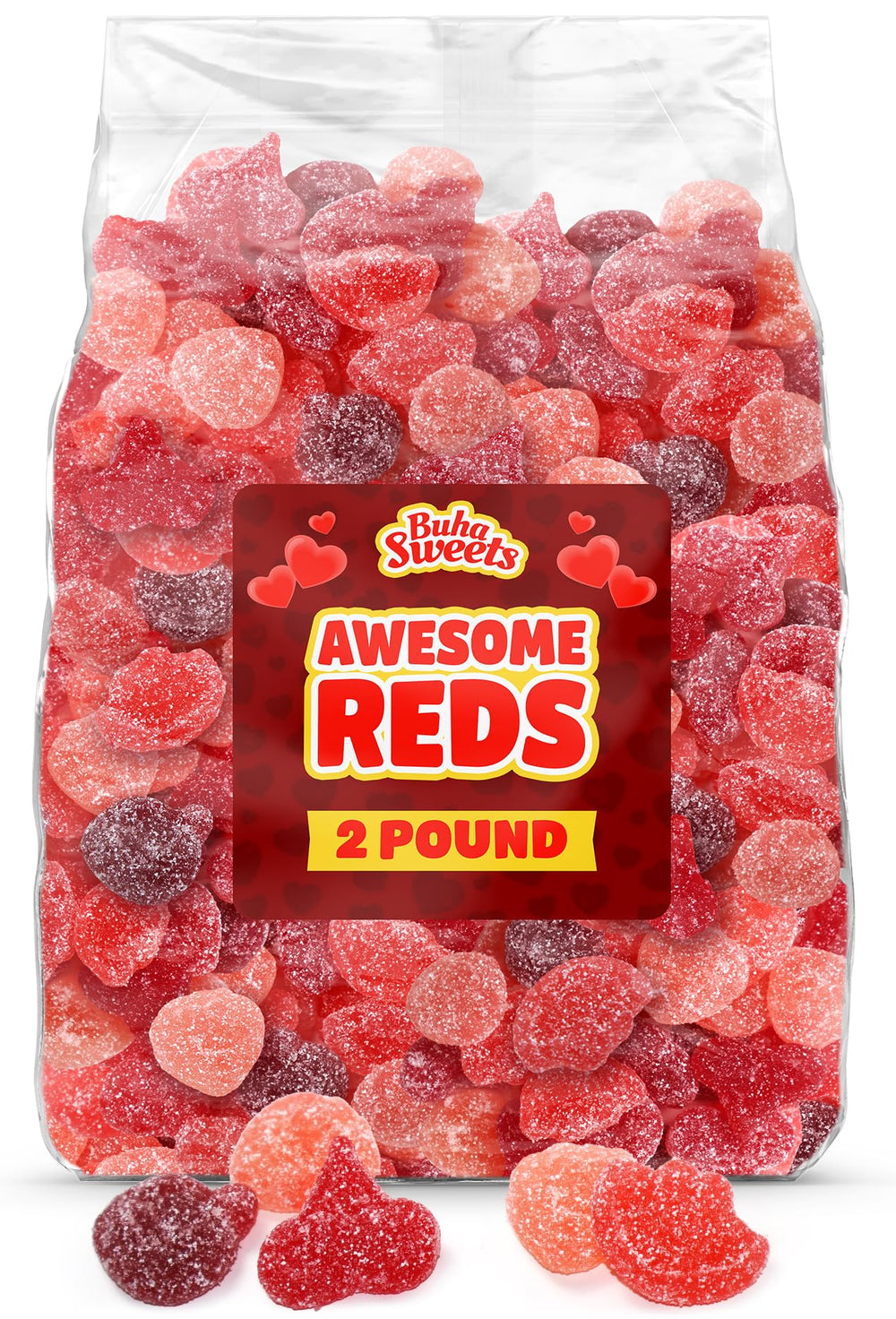 Buha Sweets awesome red sour gummies bulk bag ready for party sharing.