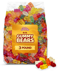 Buha Sweets bulk gummy bears 3lb bag in rainbow colors, ideal for parties and buffets.