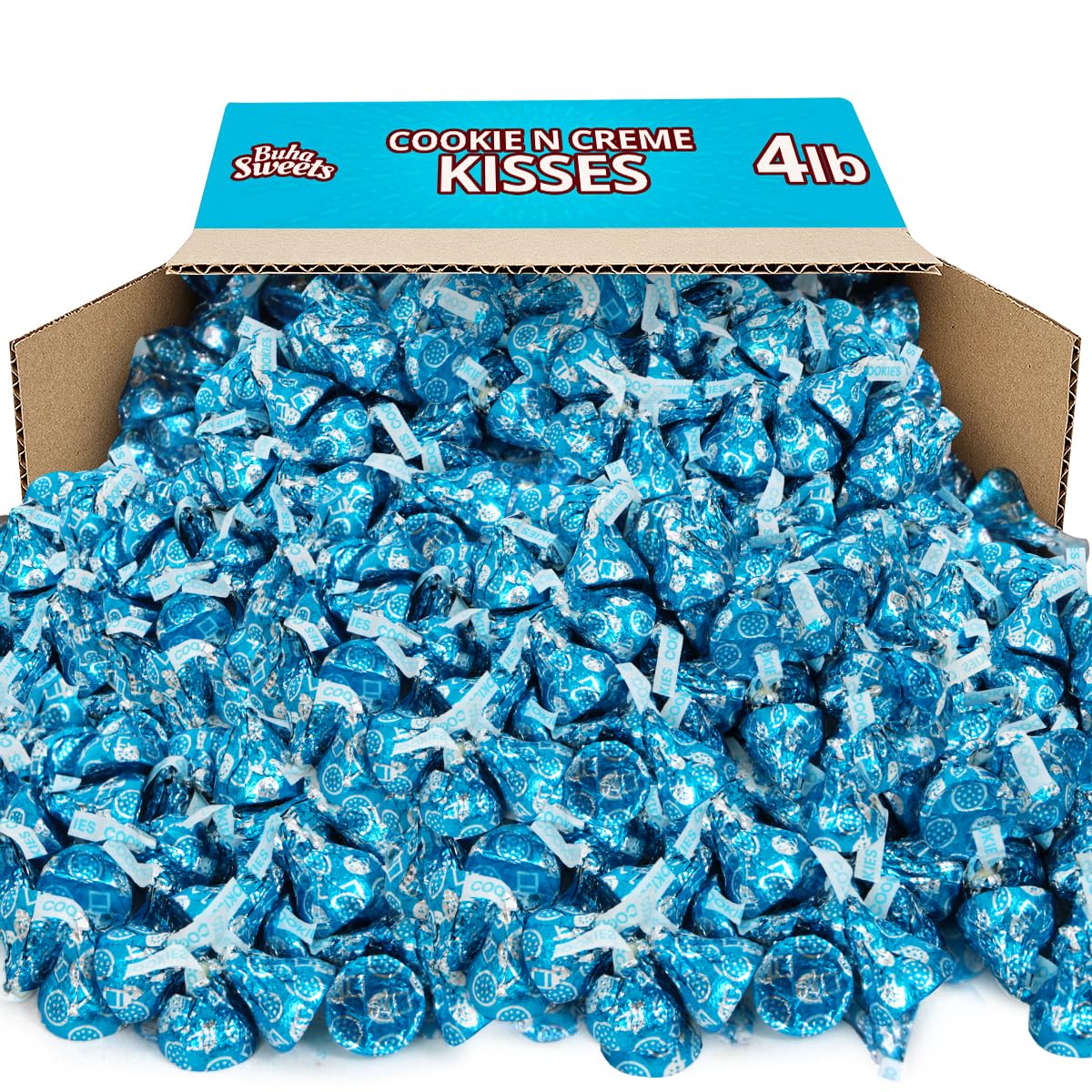 Buha Sweets Cookies & Cream Kisses blue bulk pack for events.