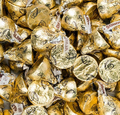 Buha Sweets crunchy almond-filled chocolates in gold foil, great for premium dessert tables.