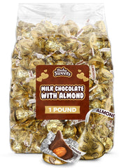 Buha Sweets gold-foil almond milk kiss in a 1lb bag, ideal for gift baskets.