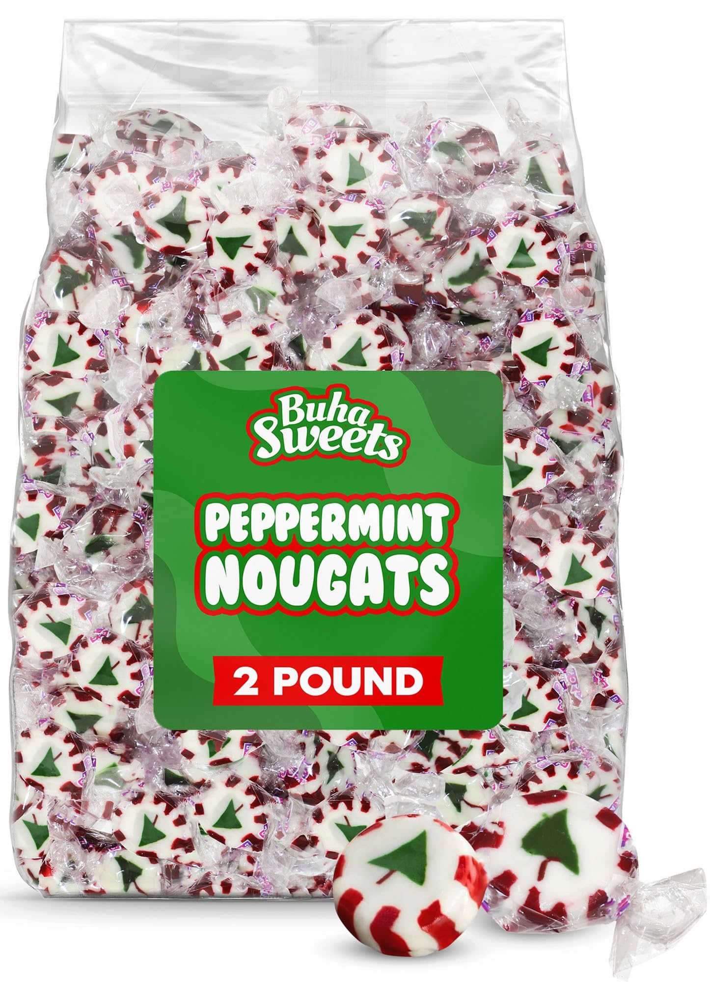 Buha Sweets peppermint nougats 2lb bag for festive sharing