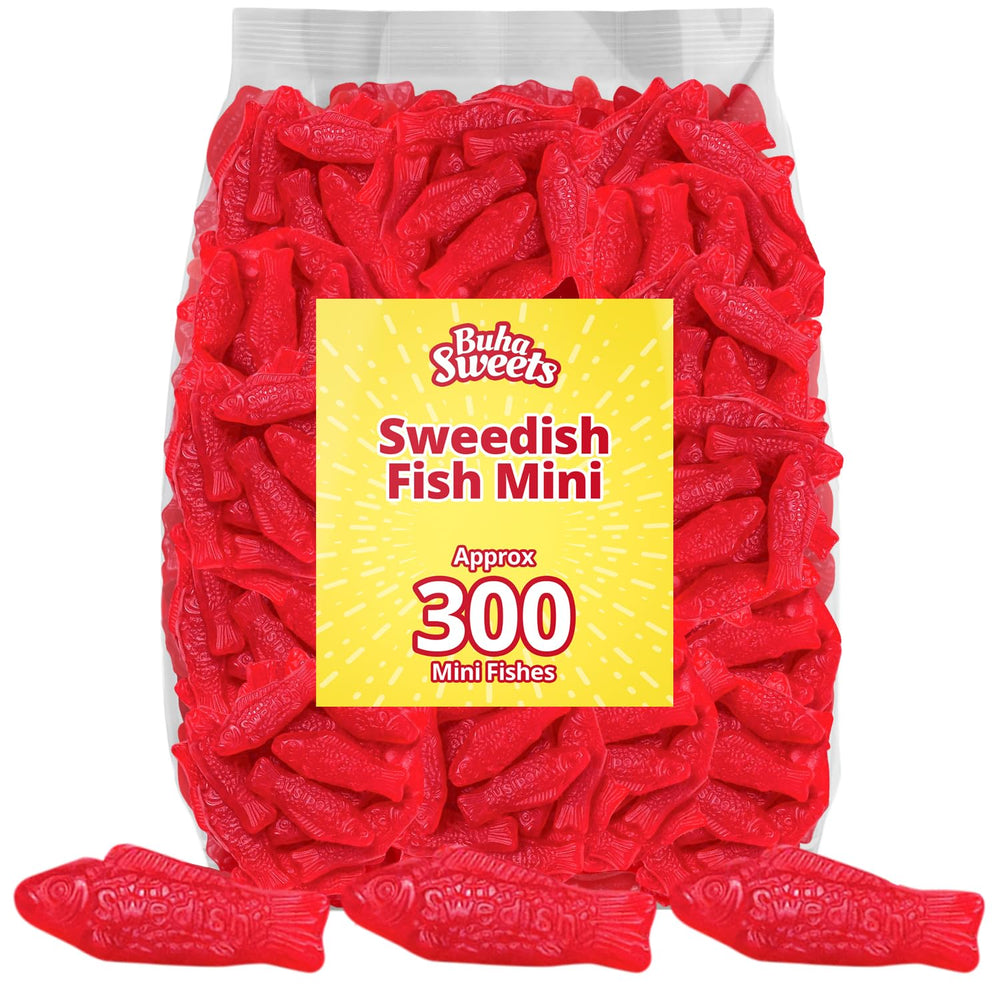 Buha Sweets Swedishfish bulk pack, mini red fish gummies, perfect for sharing at parties