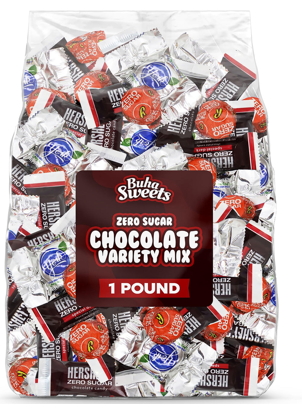 Buha Sweets zero sugar chocolate mix 1lb bulk bag for gatherings.