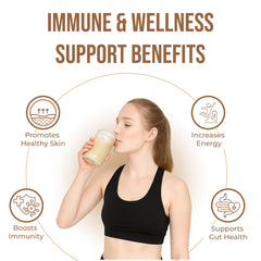 Pouring BUIE Golden Irish Sea Moss gel with smooth texture ideal for smoothies.