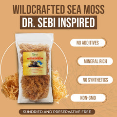 BUIE Golden Irish Sea Moss tub highlights raw sun-dried form for versatile recipes.