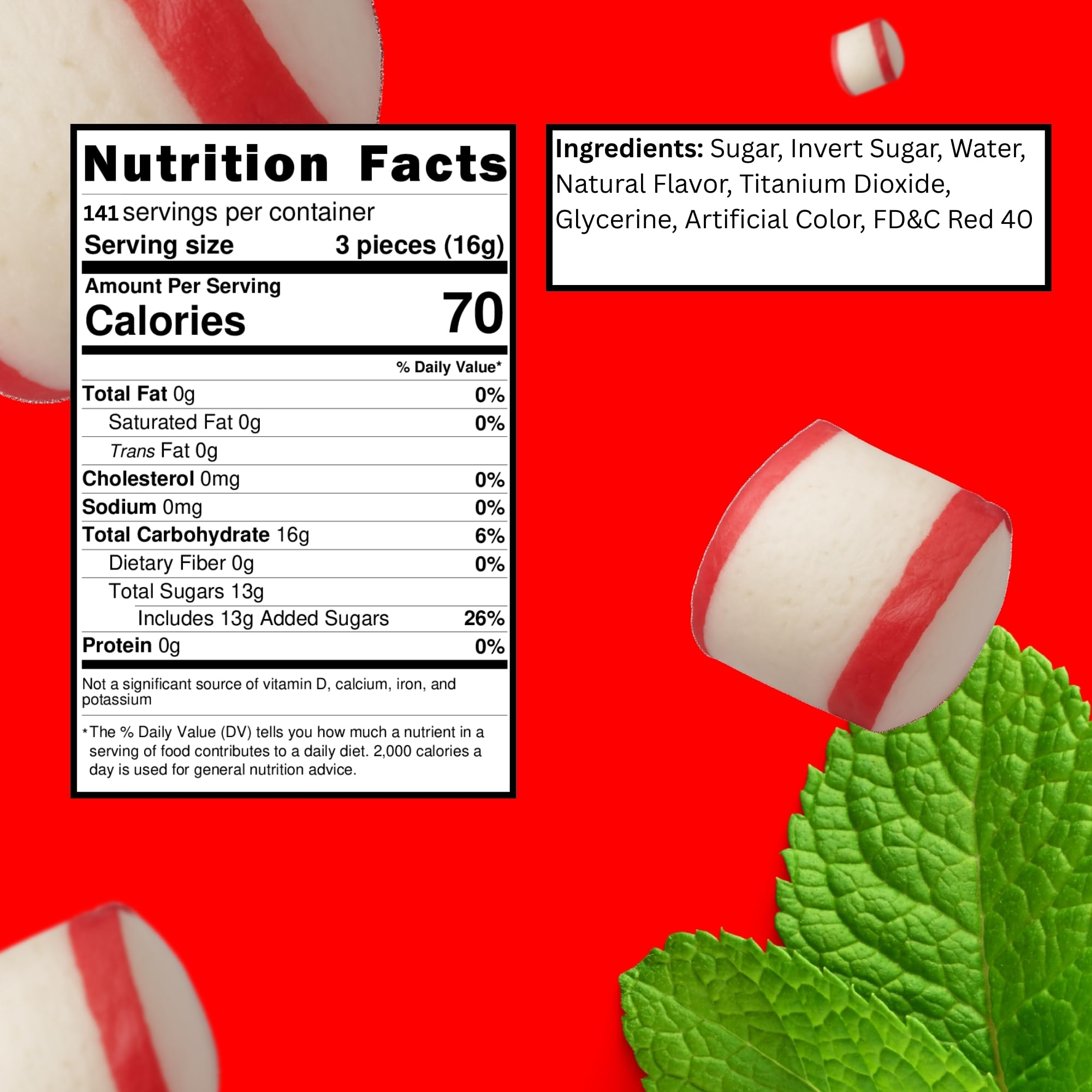 Bulk Bites Peppermint Puff Mints bag packaging, resealable for fresh serving.
