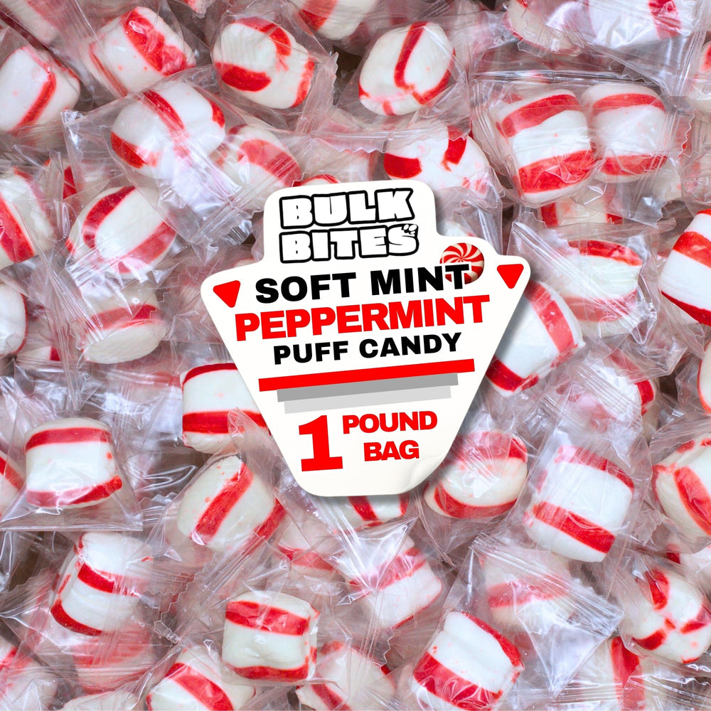 Bulk Bites Soft Peppermint Puff Mints front view, ideal for guest bowls.