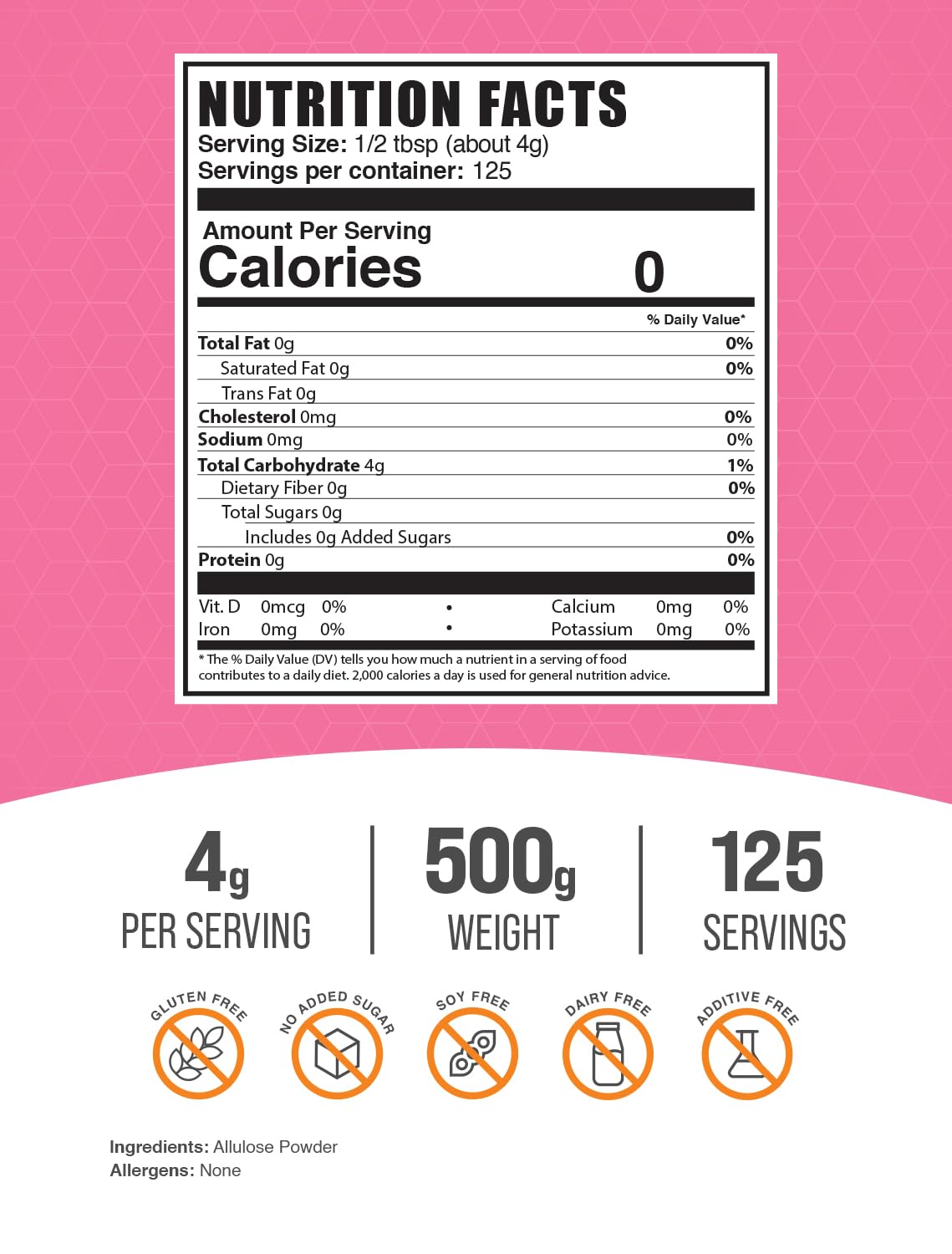 BulkSupplements Allulose powder with scoop enables precise sweetening in recipes.