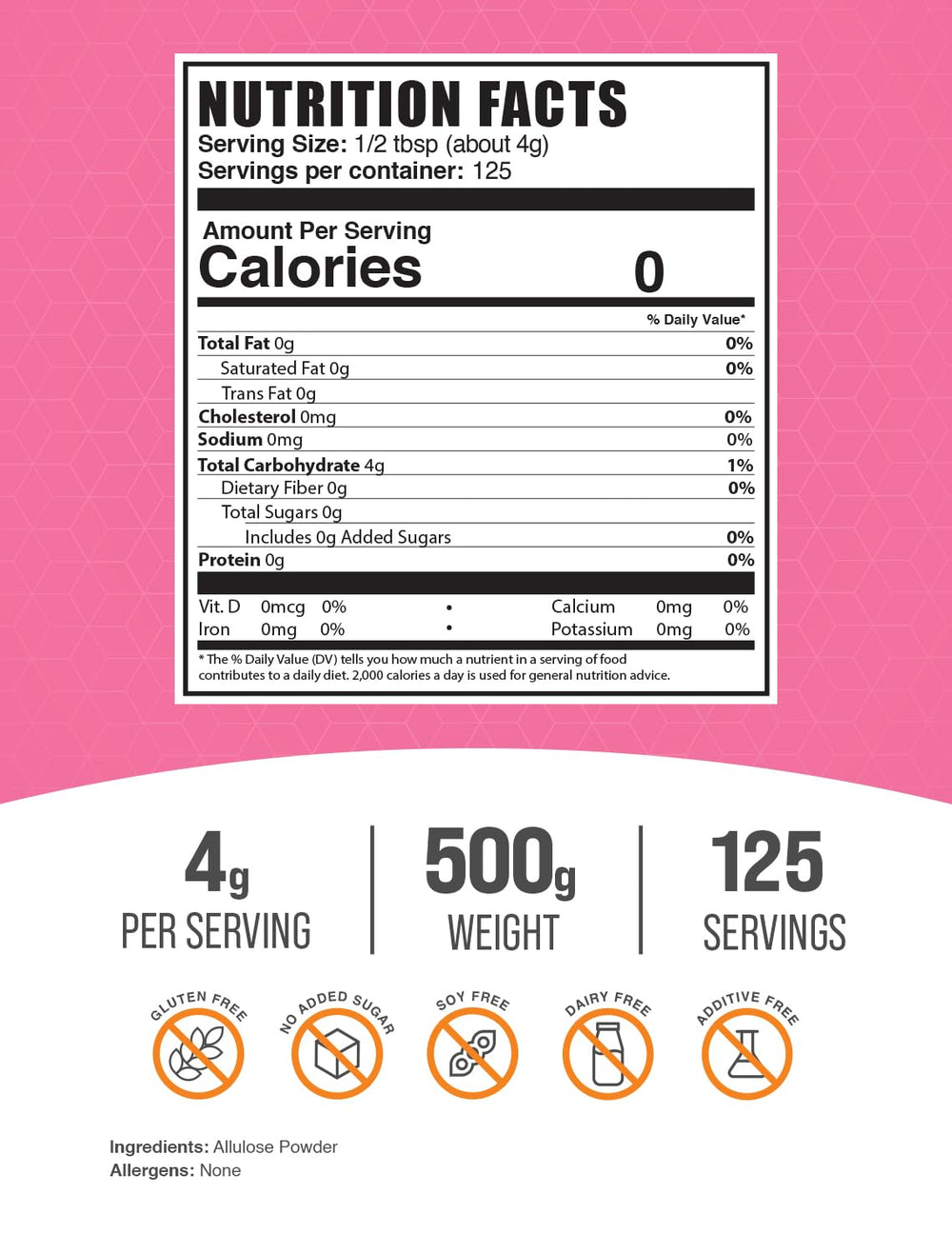 BulkSupplements Allulose powder with scoop enables precise sweetening in recipes.