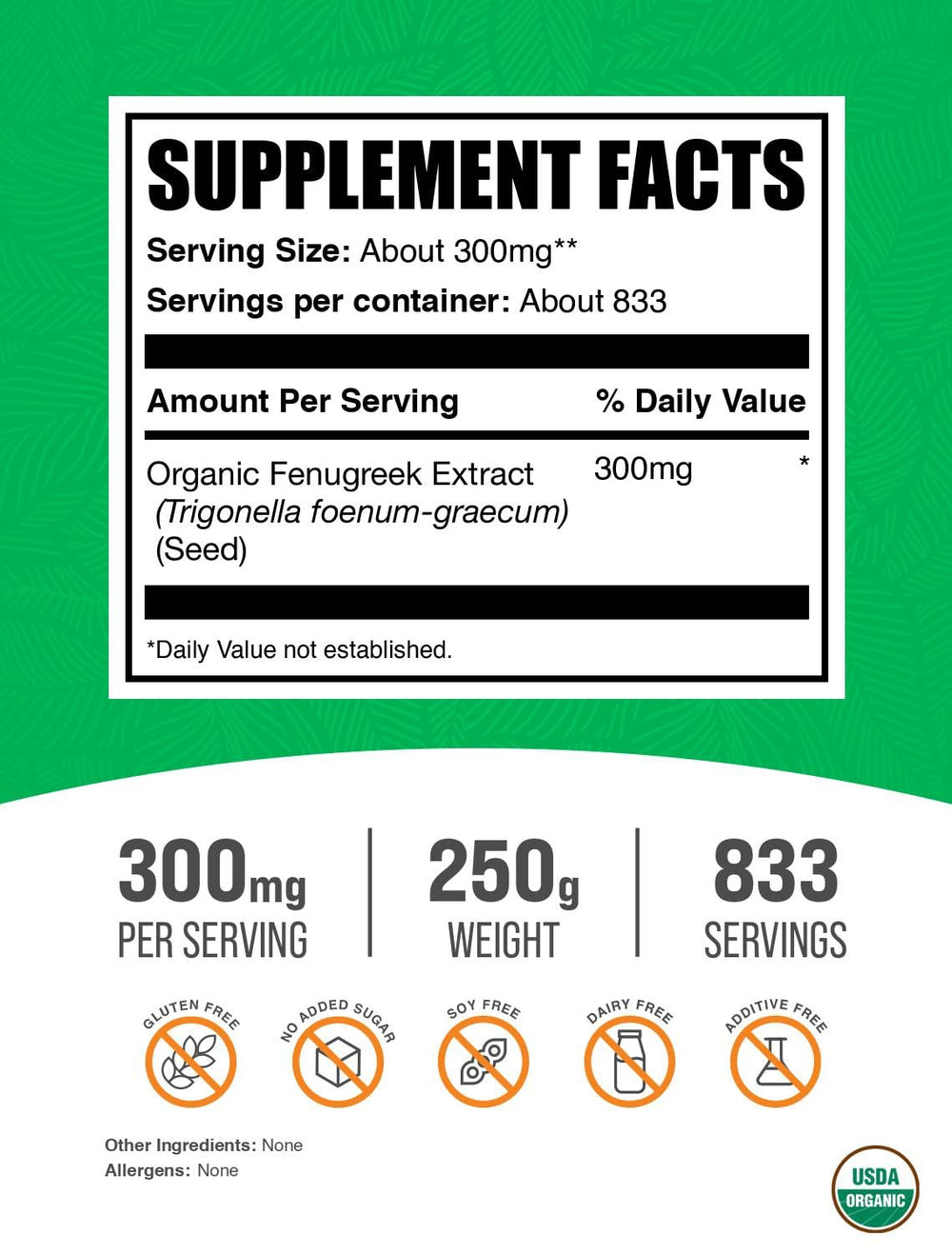 BulkSupplements Organic Fenugreek Extract Powder scoop demonstrates convenient, measured servings