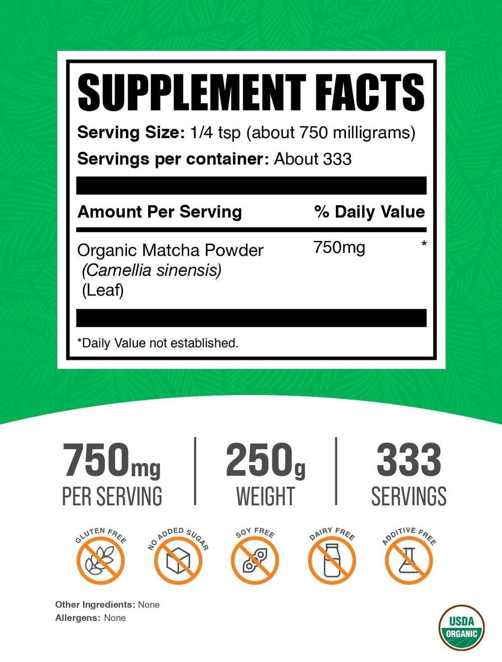 BulkSupplements Organic Matcha Powder enhances espresso with smooth, earthy notes.