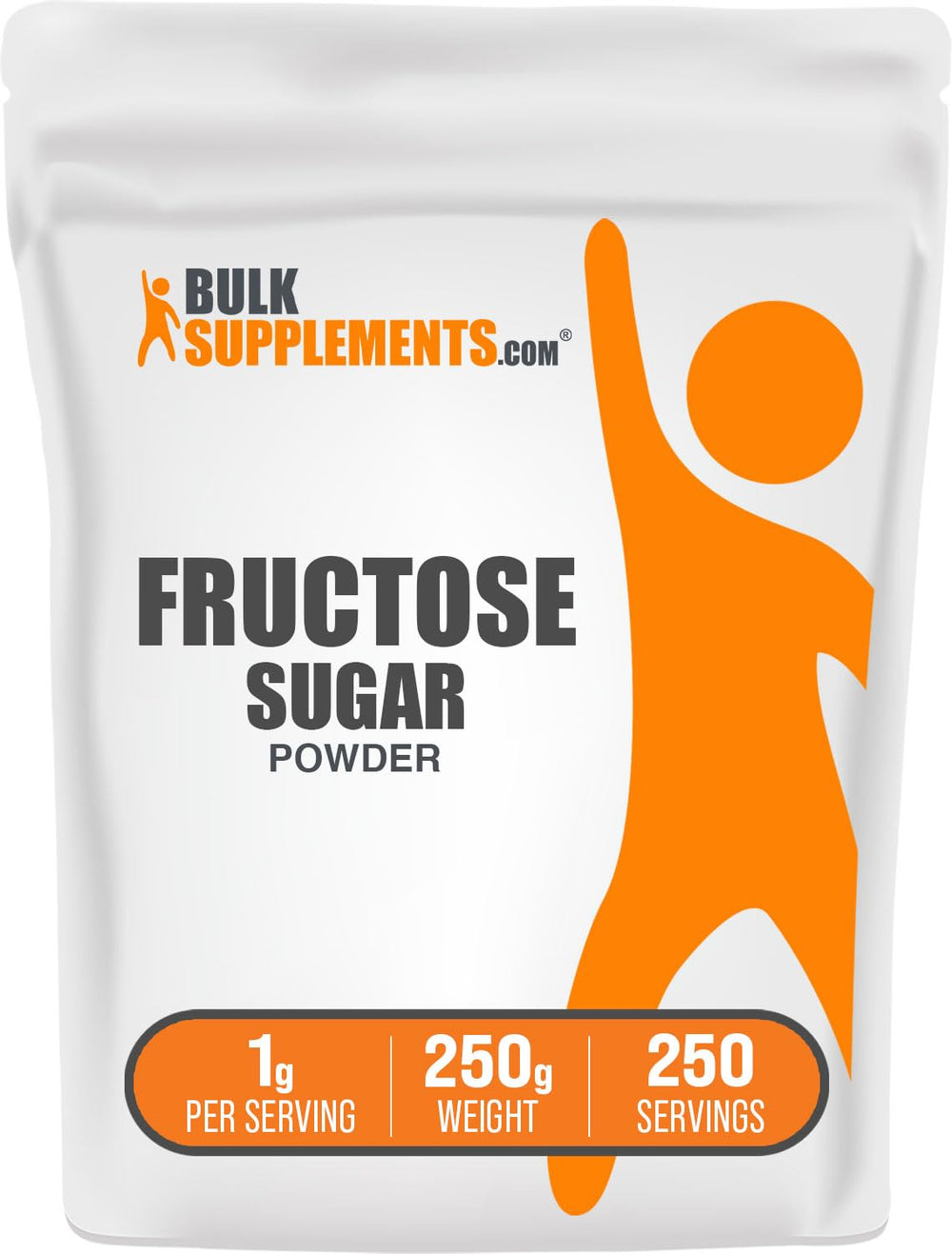 BulkSupplements Fructose Powder bottle pour demonstrates easy, calorie-conscious sweetness in beverages.