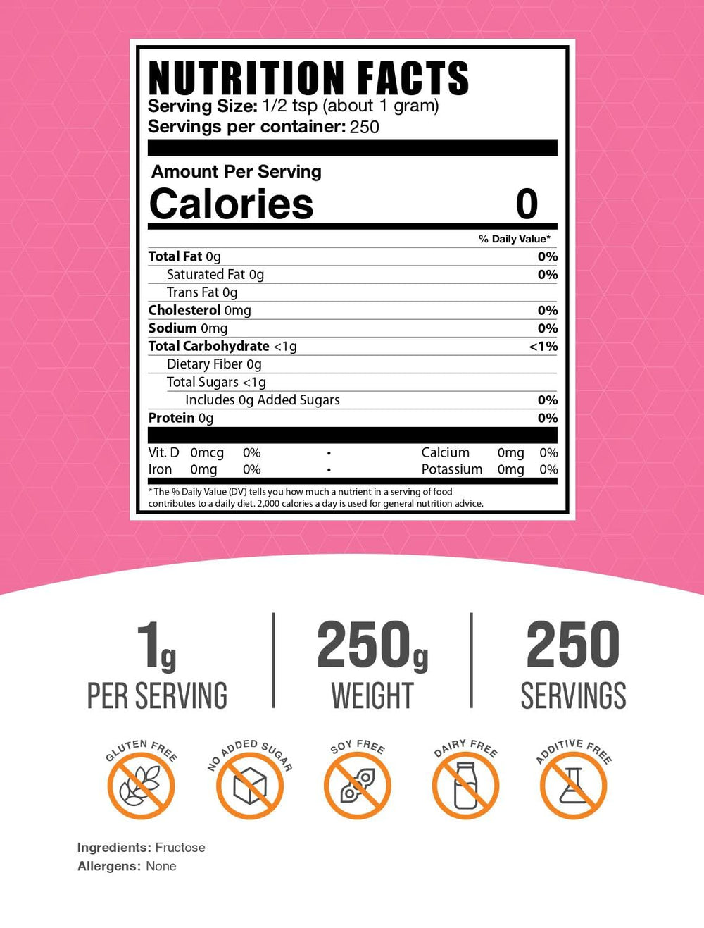 BulkSupplements Fructose Powder granules on a scoop for precise portioning in recipes.